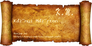 Kányi Márton névjegykártya